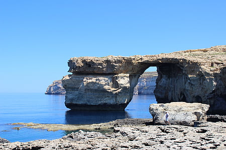 Lazurowe okno, Malta, Gozo, Ocean, morze, Seascape, niebo