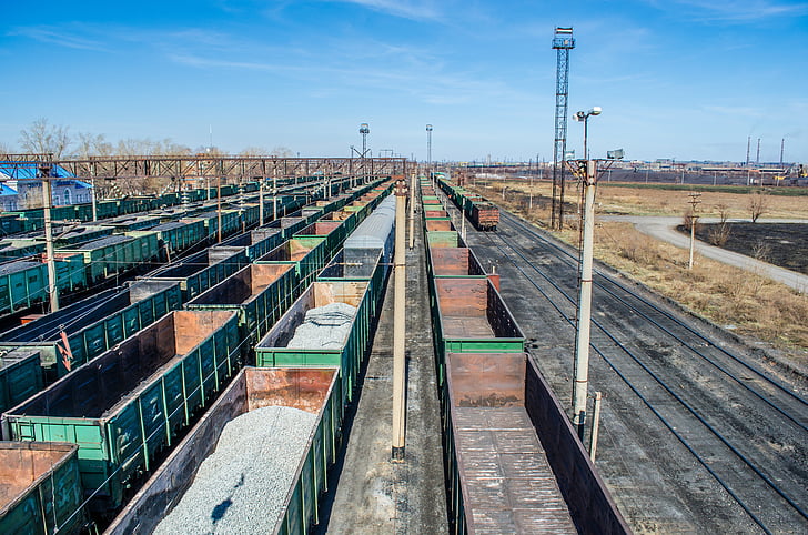Kereta jalan, gerobak, lintasan rel kereta api, kereta api, kereta api, kereta api, Kazakhstan