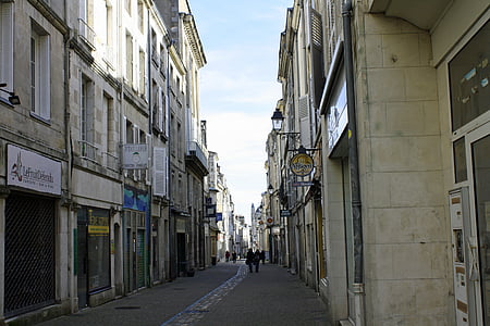 rua da cidade, rua estreita, rua França, edifícios antigos, rua das lojas, lojas França, francês comercial