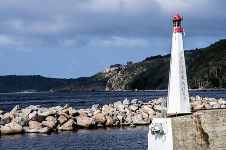 lighthouse, sea, coast, baltic sea, blue, sky, pier
