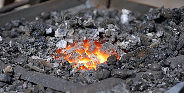 carvão vegetal, brasas, fogo, carbono, brilho, indústria, calor - temperatura