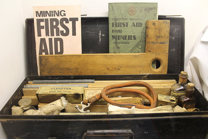 mine, coal mine, medical, first aid, antique