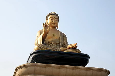 bouddhisme, Bouddha, âme, statues de Bouddha, statue de, Or, posture du Lotus