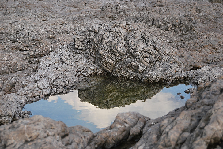 stone, water, reflection, grey, nature, environment, outdoors