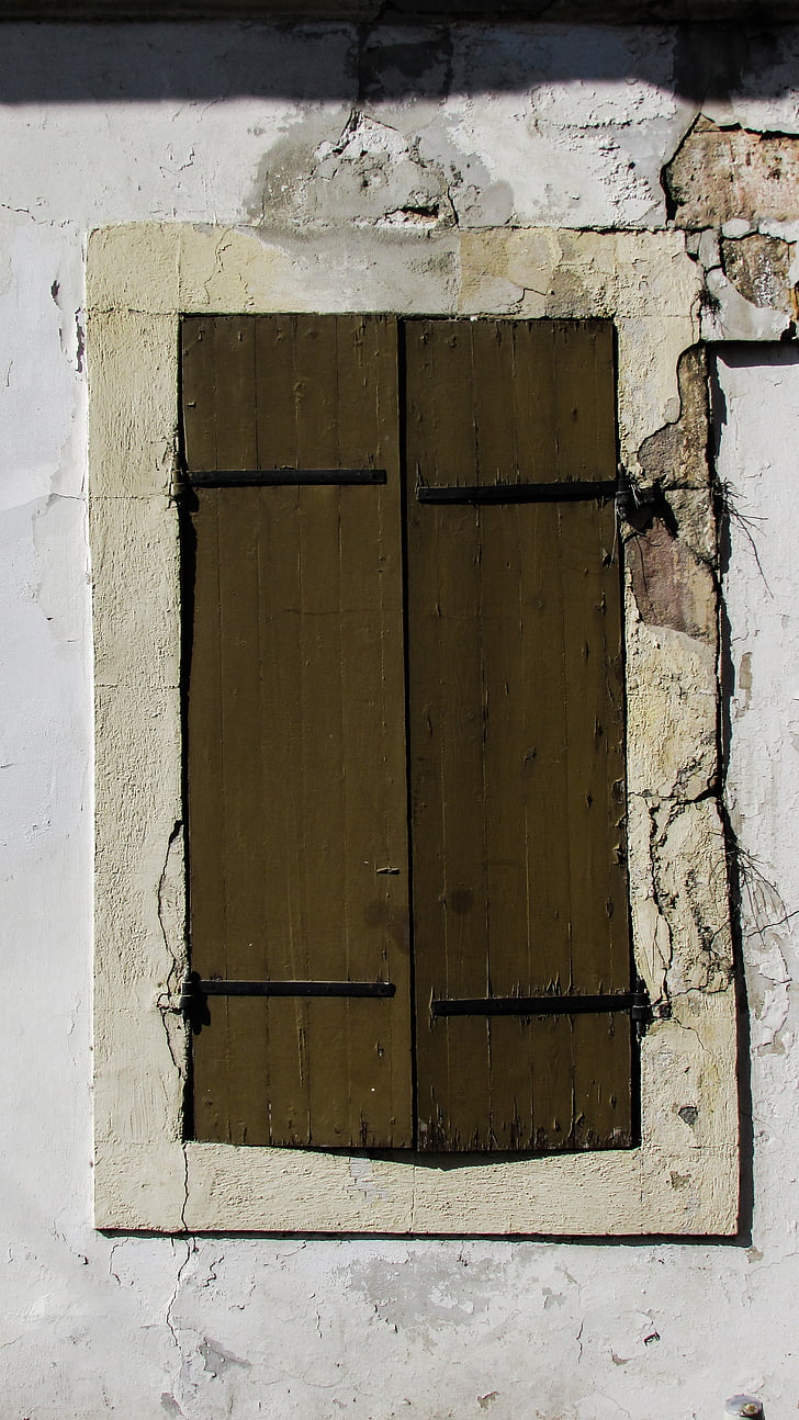 okno, staré, zvetrané, hrdzavé, nosiť, drevené, vo veku