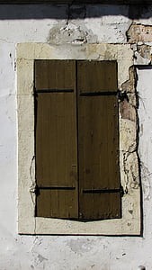 janela, velho, resistido, enferrujada, desgaste, de madeira, com idade