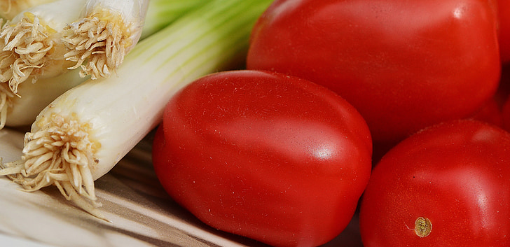 tomate, cebolinhas, produtos hortícolas, saudável, vitaminas, Frisch, comer
