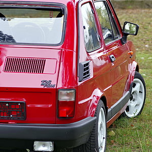 small fiat, toddler, fiat, 126p, car, auto, red