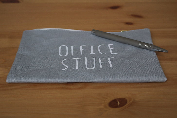 sticker, home office, pen, silver, noble, office, facilities