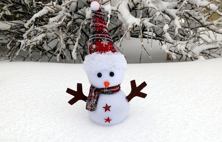 snowman, winter, white, snow