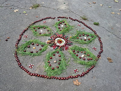 kastanjer, Mandala, høst, høstlig, Park, ornament, sesongen