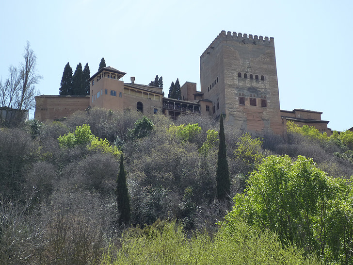 Alhambra, Granada, Spanyol, Andalusia, Monumen, arsitektur, Muslim seni