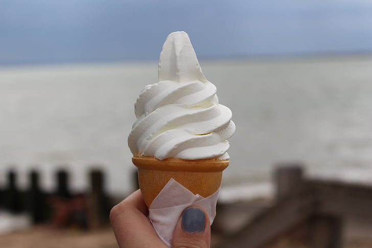 sladoled, plaža, more, lak za nokte, ljeto, sladoled, morska strana