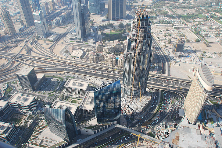 Dubai, aerofotod, kõrghooneid, pilvelõhkuja, Vaade, linnaruumi, arhitektuur