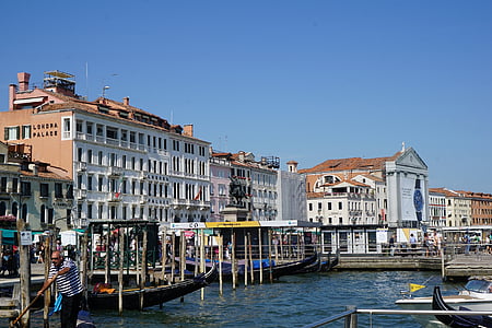 Venedig, Canal, vatten, gondoljär, resor, turism, turist