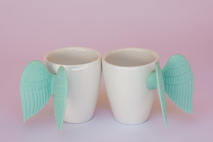 cup, wing, turquoise, silicone, symbolic, porcelain
