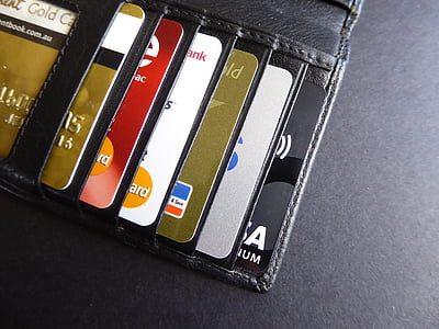 kredittkort, kort, lommebok, penger, plast, Bank, debet
