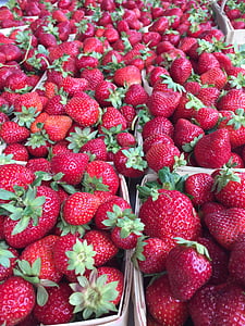 Erdbeeren, Bauernmarkt, Obst, saftige, Süß, Beeren