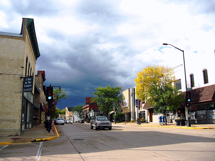 Sun prairie, Wisconsin, utca, városi, belváros, kisváros, Vásárlás