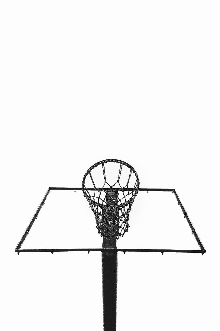 black, steel, framed, basketball, hoop, net, hoops