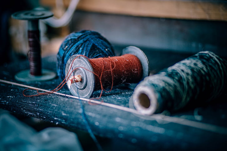yarn, red, sew, clothing, tie, industry, spool