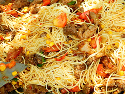 паста на пластине, спагетти, питание, макароны