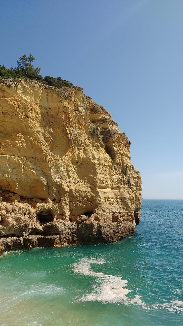 Cliff, Costa, Mar, Beach, Valley, erinomainen, Algarve