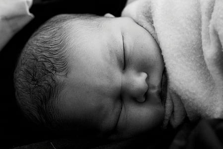 bebê, Infante, bebê recém-nascido, cara, humana, mãe, preto e branco