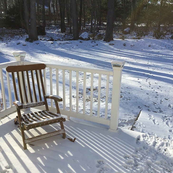 Inverno, cadeira, neve, queda de neve, frio, ao ar livre, ensolarado
