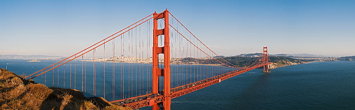 panoràmica, Califòrnia, el pont golden gate, Pont, san francisco, ens, viatges