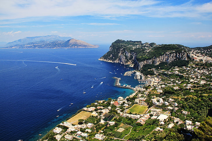 Amalfi, Capri, Itálie, přístav, pobřeží Amalfi, léto, Já?