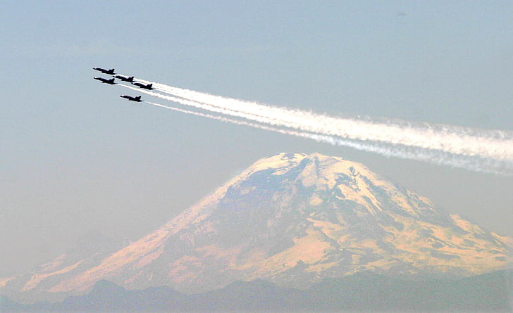 spectacle aérien, Blue angels, formation, militaire, avion, jets, fumée