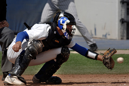 baseball player, catcher, ball, sport, playing, action, college