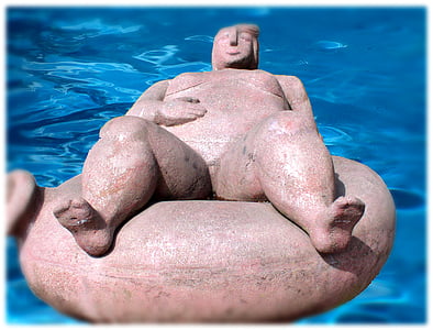 sirena, femeie, Figura, din material plastic, apa, inel de înot, arta