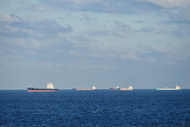 Morza Północnego, morze, frachtowiec, statki, Statki przemysłowe, Ocean, niebo