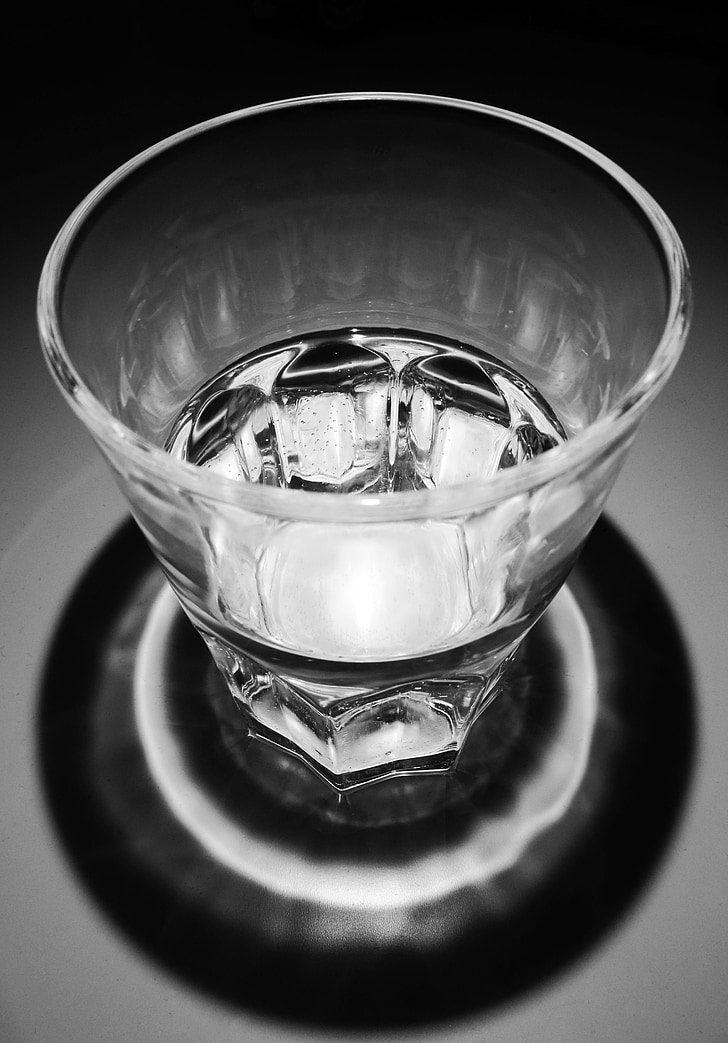 water, glas, transparant, zwart-wit, contrast, Crystal, spiegelen