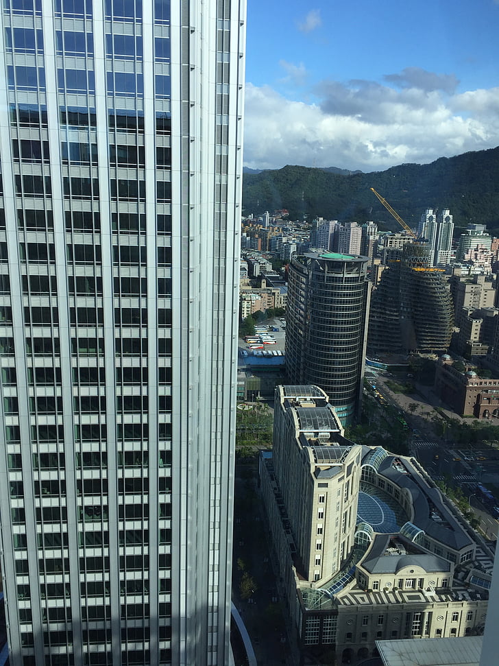 Taipei, City, Xinyi district, store f, byggeri, emnet taiwan, skyskraber