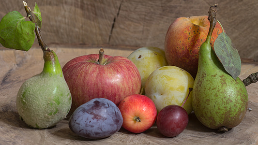 ผลไม้, องุ่น, แอปเปิ้ล, พลัม, อาหาร, ชีวิตยังคง, ลูกแพร์