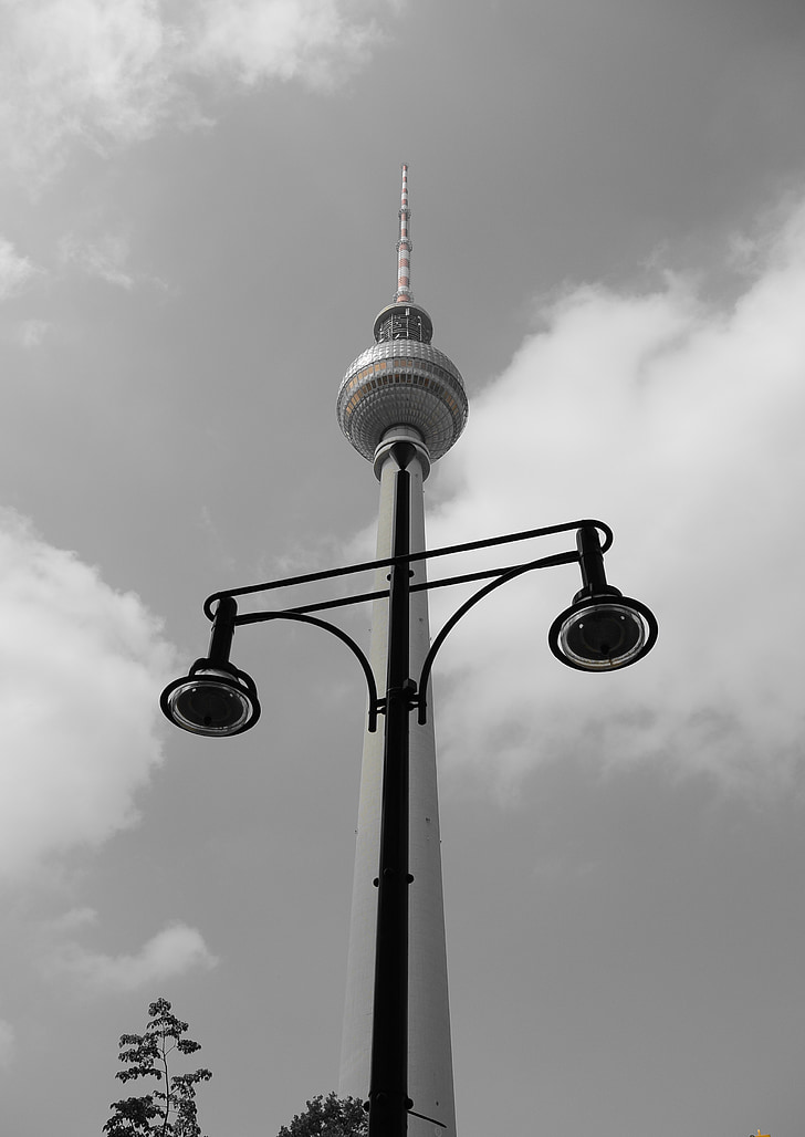 Berlin, TV-torony, Németország, Landmark, lámpa, utcai lámpa