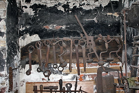 Стара кузня, інструмент, нержавіючої сталі, метал