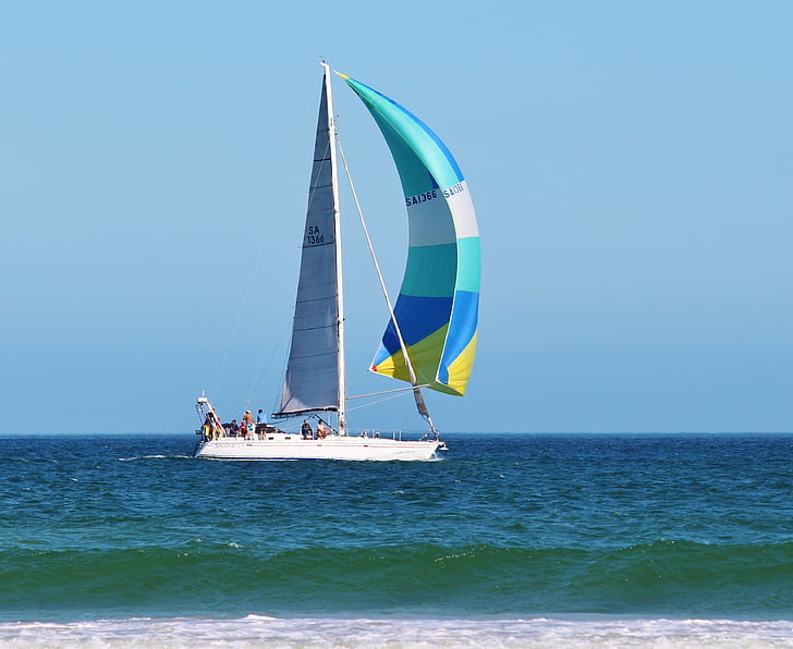 sailing vessel, beach, sea, sail, coast, blue, ocean