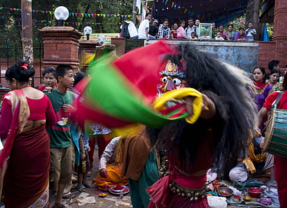 lakhe, newar, Fesztivál, Nepál, vallás, rituális Nepál, kultúra