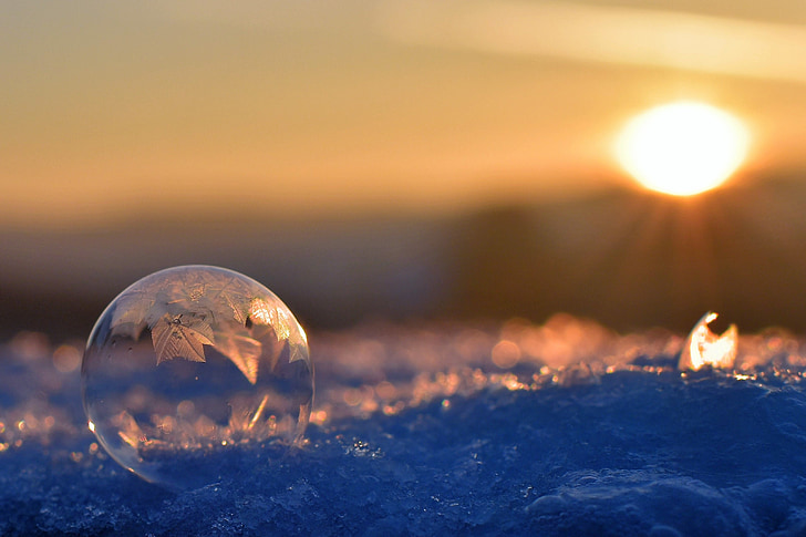 Мильна бульбашка, заморожені, заморожені міхур, eiskristalle, взимку, холодної, м'яч