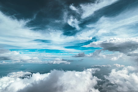 Венчик, облака, Голубой, небо, Облачно, антенна, вид