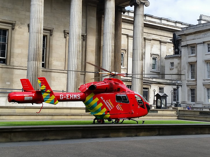 rescue helicopter, red, aircraft, emergency, transportation, ambulance