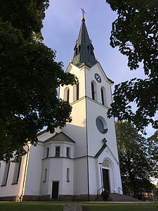 kirke, värnamo, Sverige, tårnet, himmel, blå, blå himmel