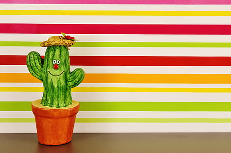 Cactus, Figura, divertente, divertimento, colore verde, a righe, senza persone