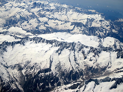 alpské, hory, Summit, Letecký pohled, Švýcarsko