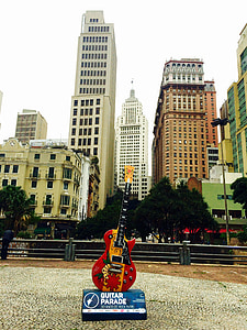 Сан-Паулу, гитара, здания, Площадь, Anhangabaú
