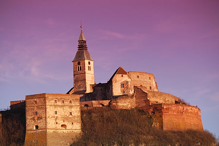 Castle, Németújvár, Ausztria, este, naplemente